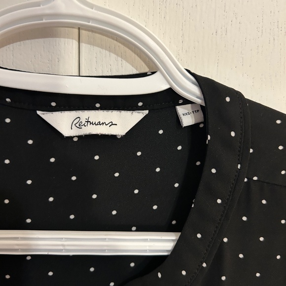 Reitmans Size XXS Black and White Polka Dot Blouse - Picture 2 of 7